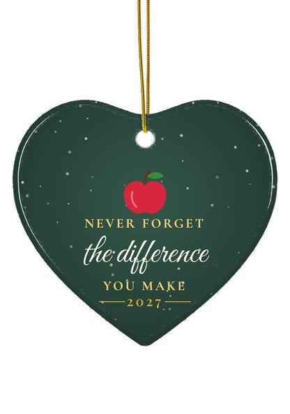 Never Forget the Difference You Make ornament, heart shape