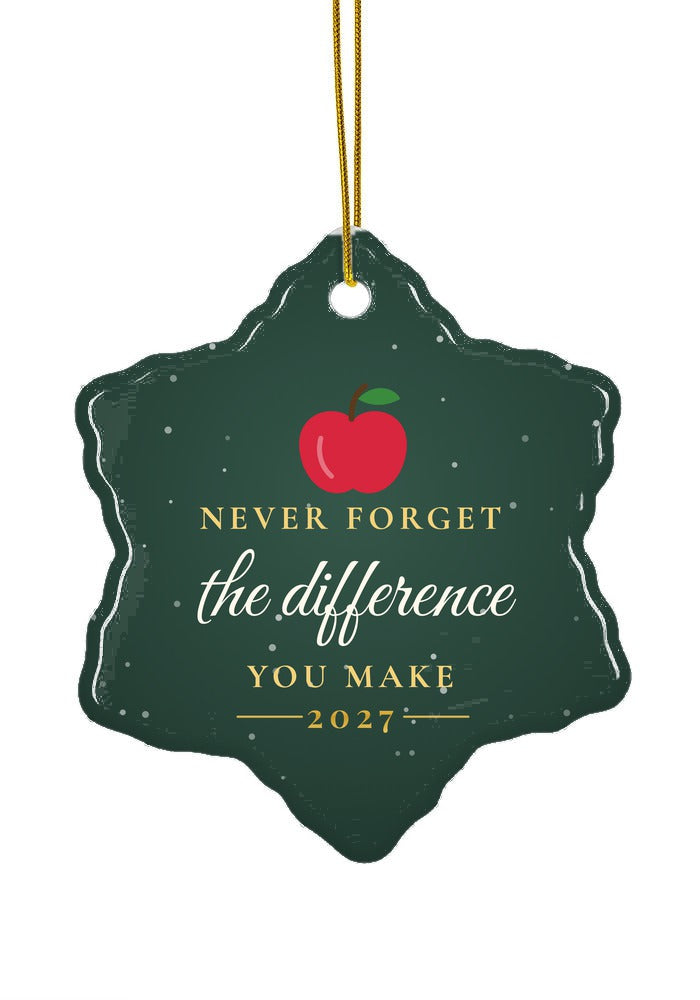 Never Forget the Difference You Make ornament, snowflake shape