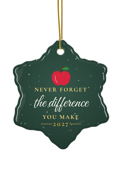 Never Forget the Difference You Make ornament, snowflake shape
