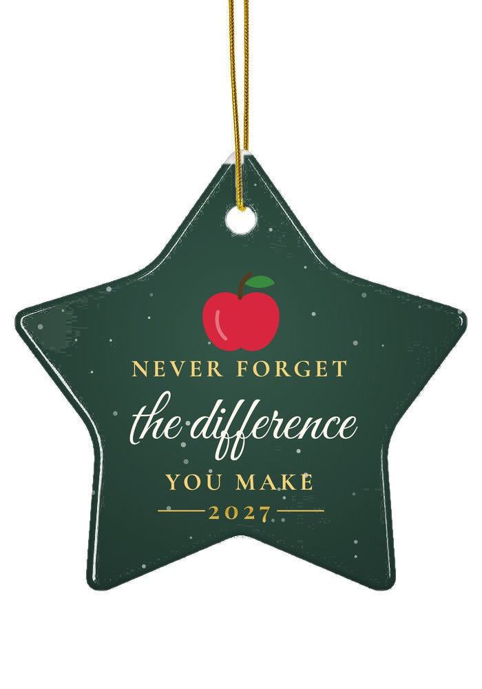 Never Forget the Difference You Make ornament, star shape