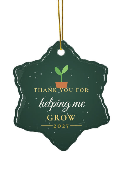 Thank You for Helping Me Grow ornament, snowflake shape