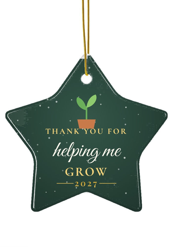 Thank You for Helping Me Grow ornament, star shape