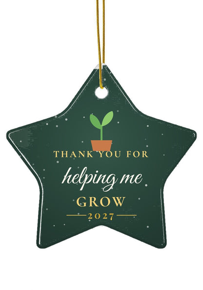 Thank You for Helping Me Grow ornament, star shape