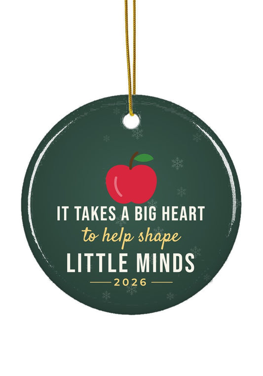 Teacher Christmas ornament, 2026, circle shape