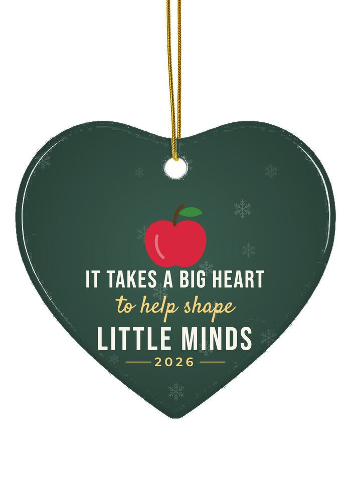 Teacher Christmas ornament, 2026, heart shape