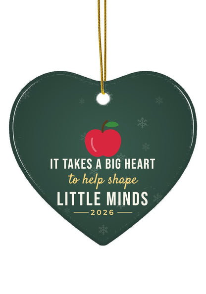 Teacher Christmas ornament, 2026, heart shape