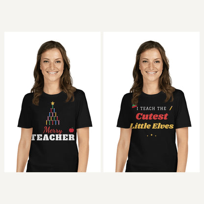 Teacher Christmas Shirts in Black, matching set