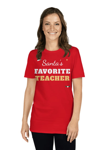 Santa's Favorite Teacher t-shirt in Red