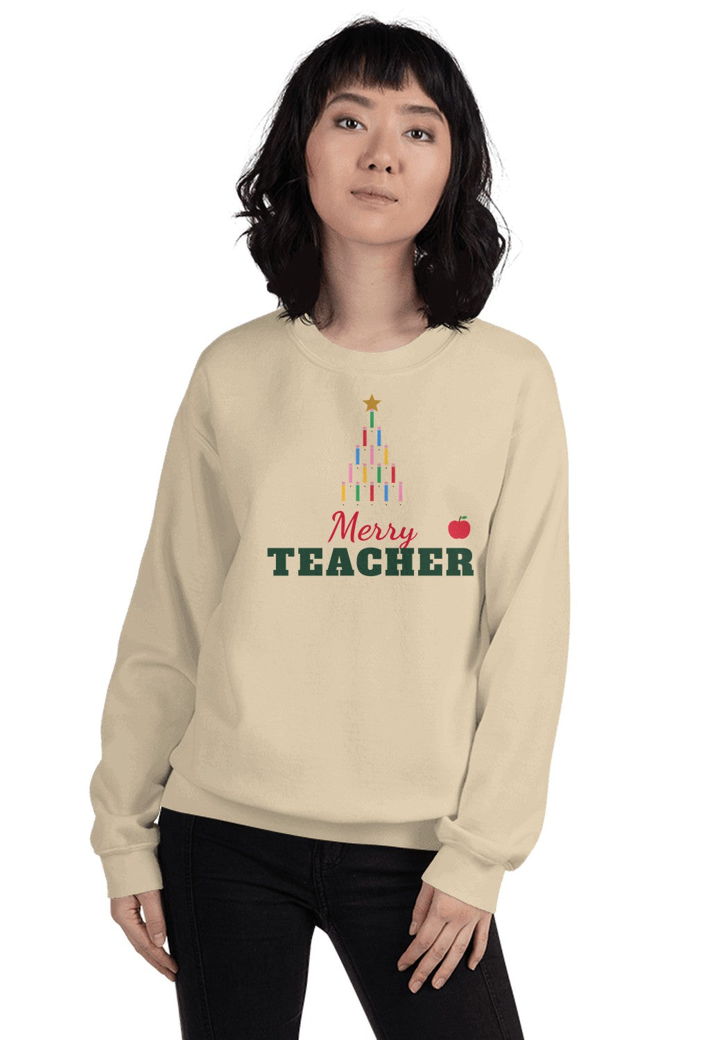 Merry Teacher sweatshirt in Sand