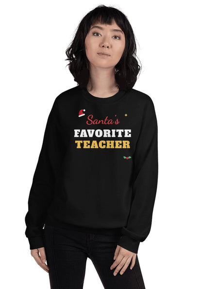 Santa's Favorite Teacher sweatshirt in Black