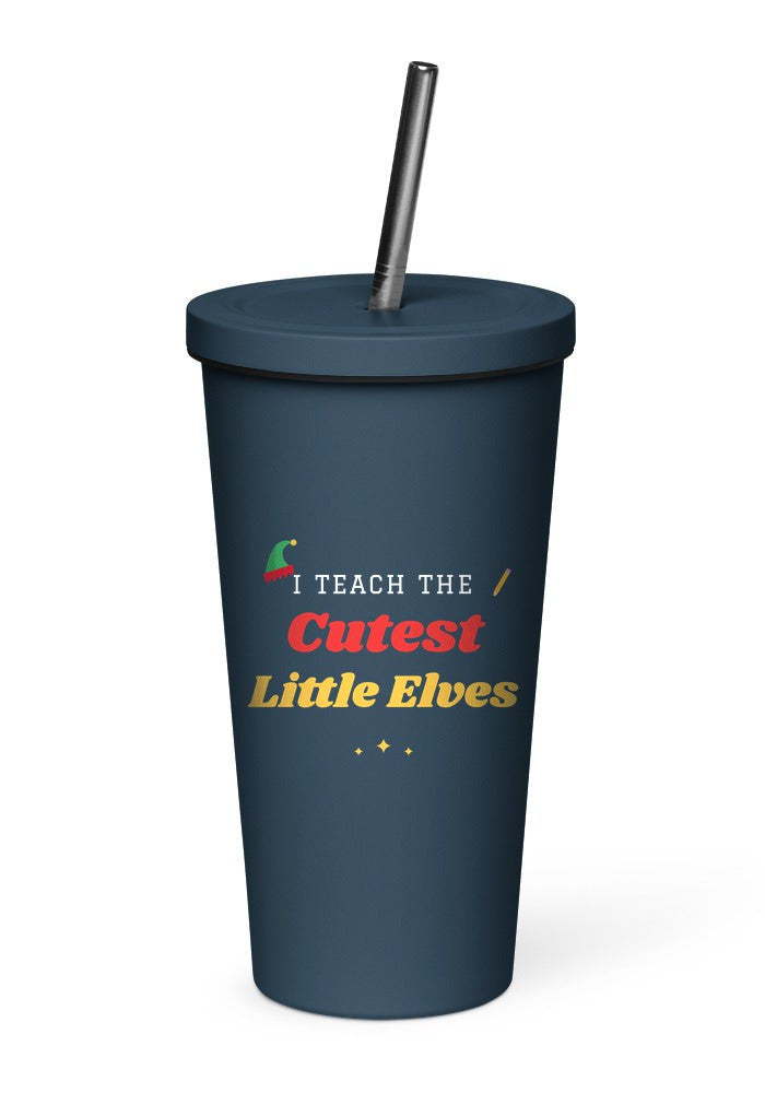 I Teach the Cutest Little Elves tumbler in Navy