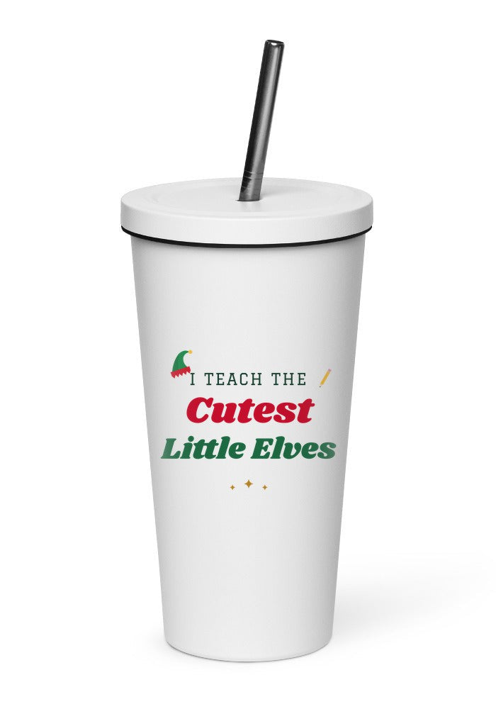 I Teach the Cutest Little Elves tumbler in White