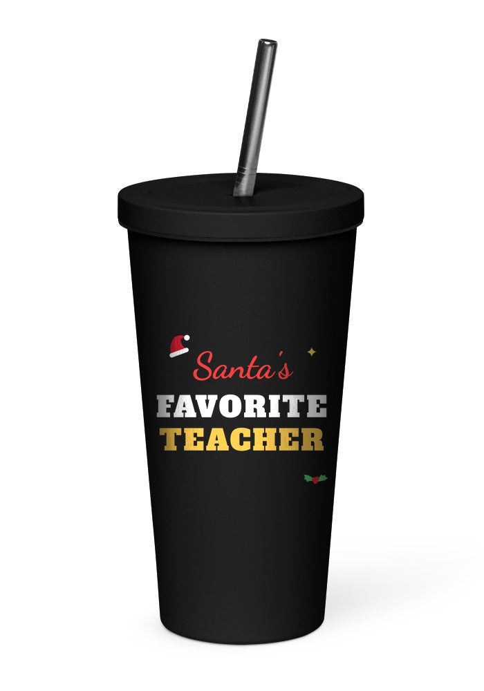 Santa's Favorite Teacher tumbler in Black