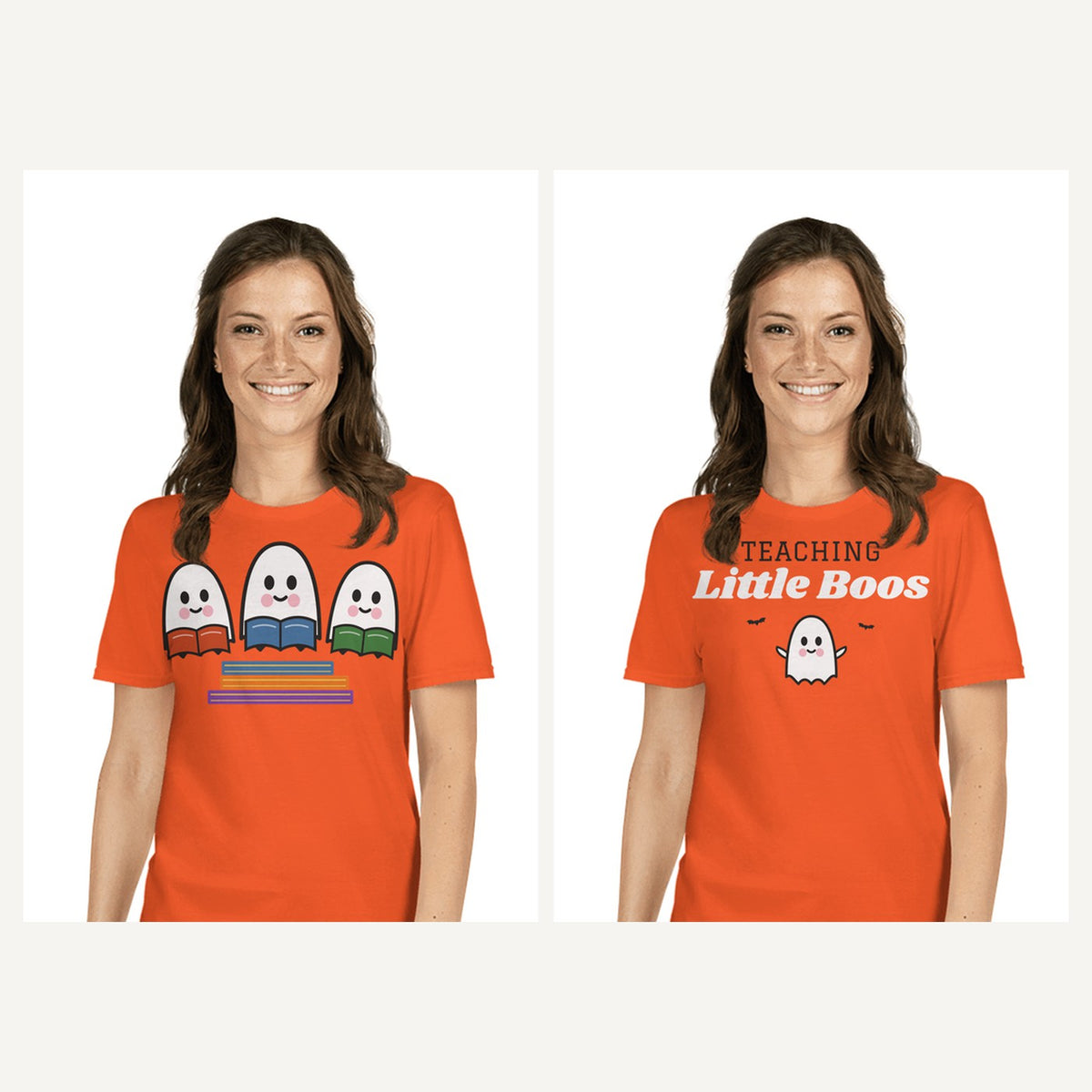 Teacher Halloween Shirts in Orange, matching set