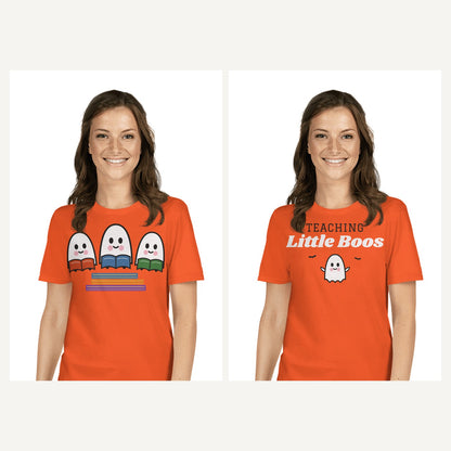 Teacher Halloween Shirts in Orange, matching set