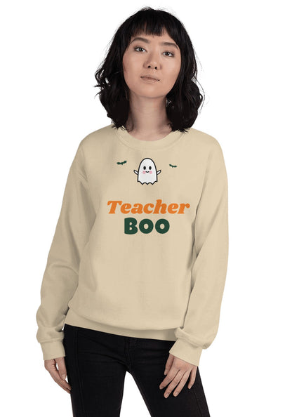Boo Crew Teacher sweatshirt in Sand