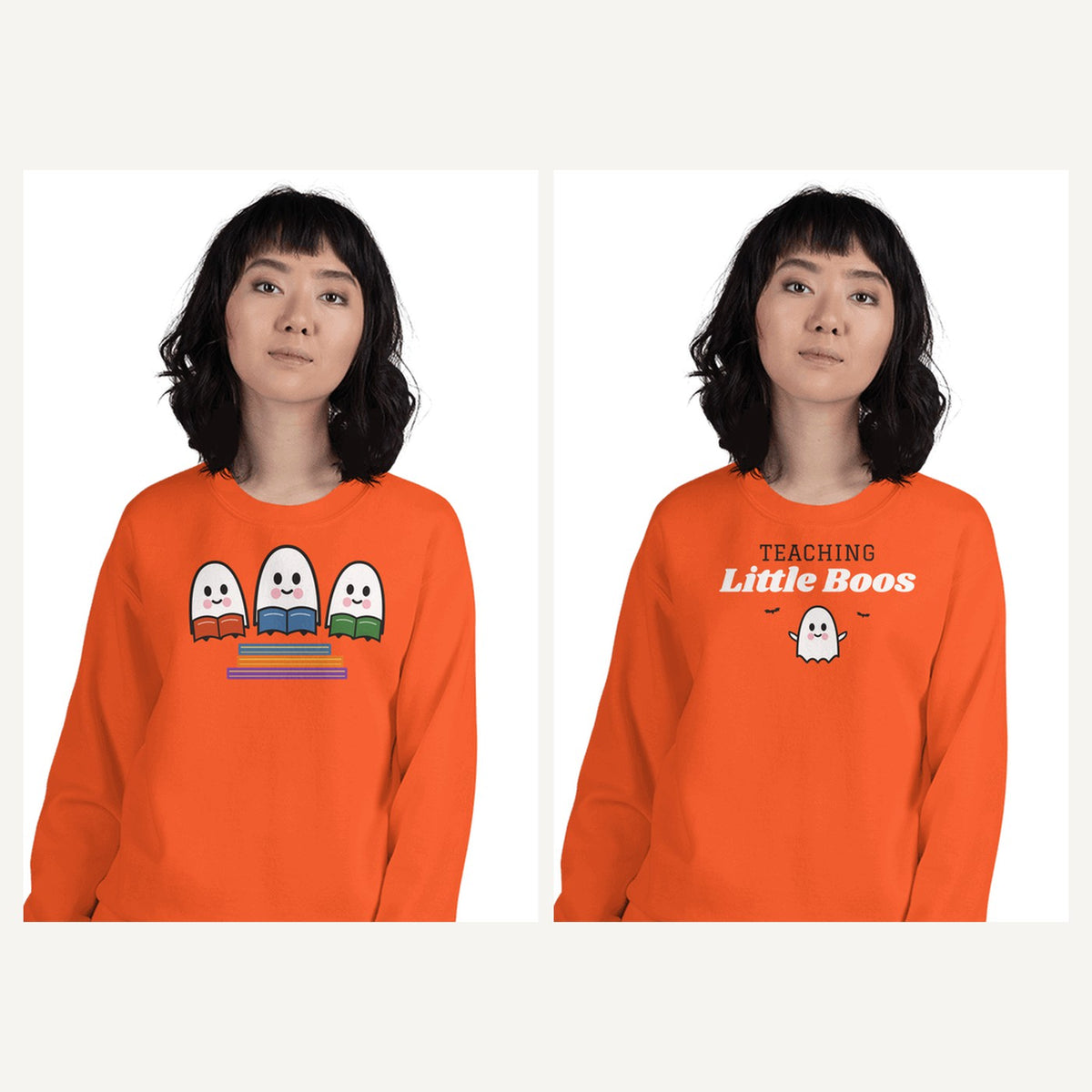 Teacher Halloween Sweatshirts in Orange, matching set