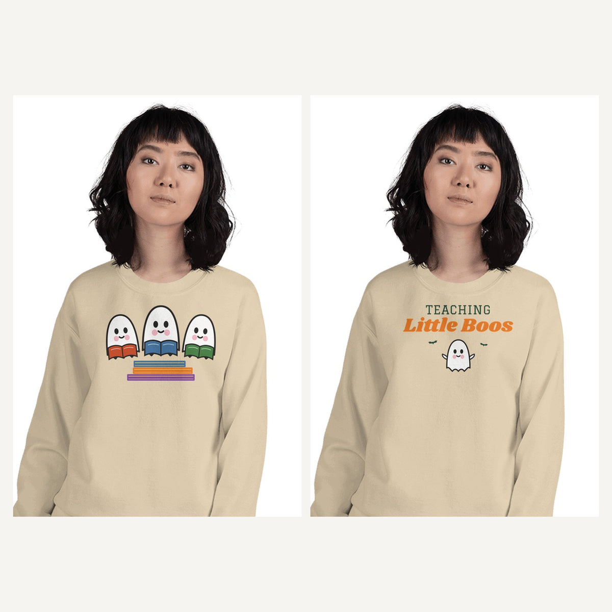 Teacher Halloween Sweatshirts in Sand, matching set