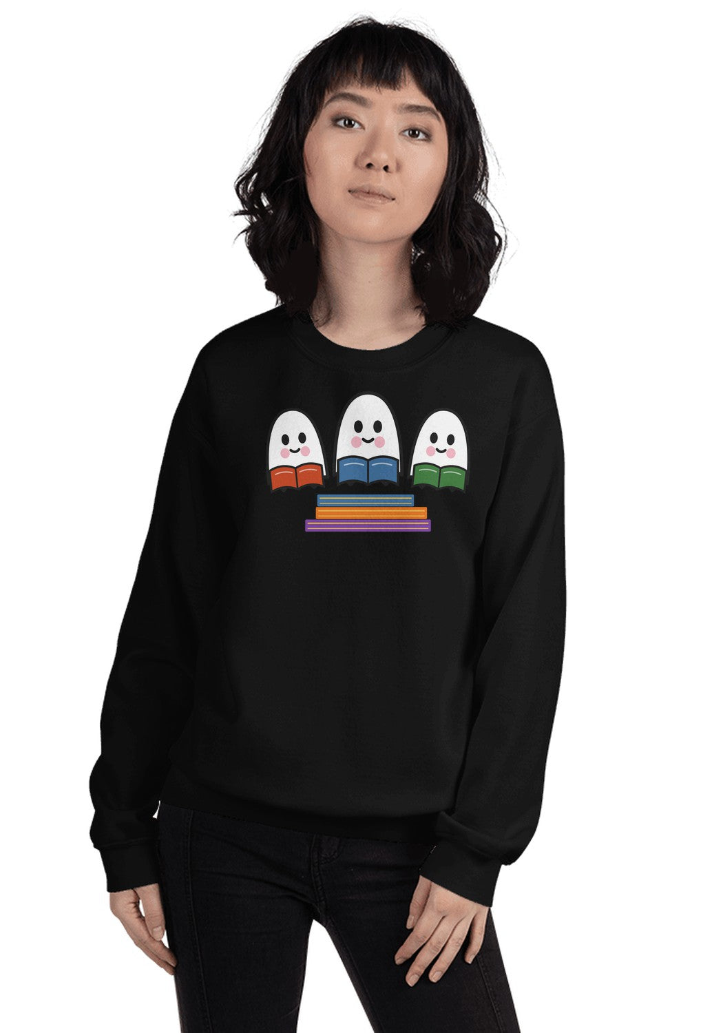 Ghosts Reading Books sweatshirt in Black
