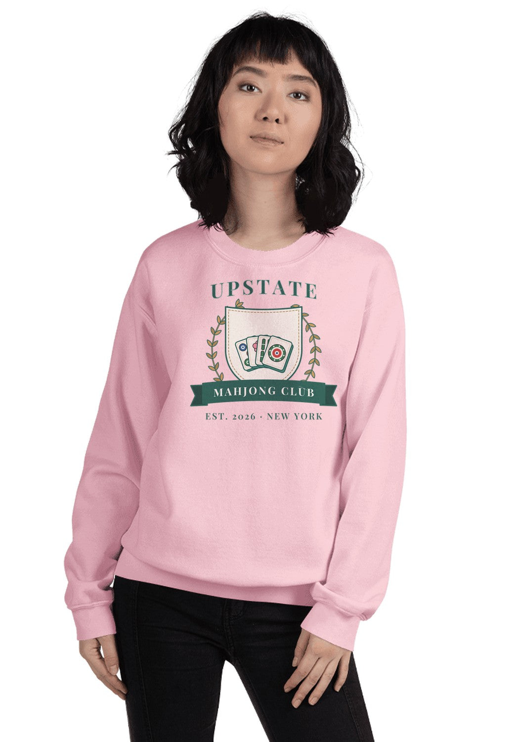 Upstate Mahjong Club sweatshirt in Light Pink