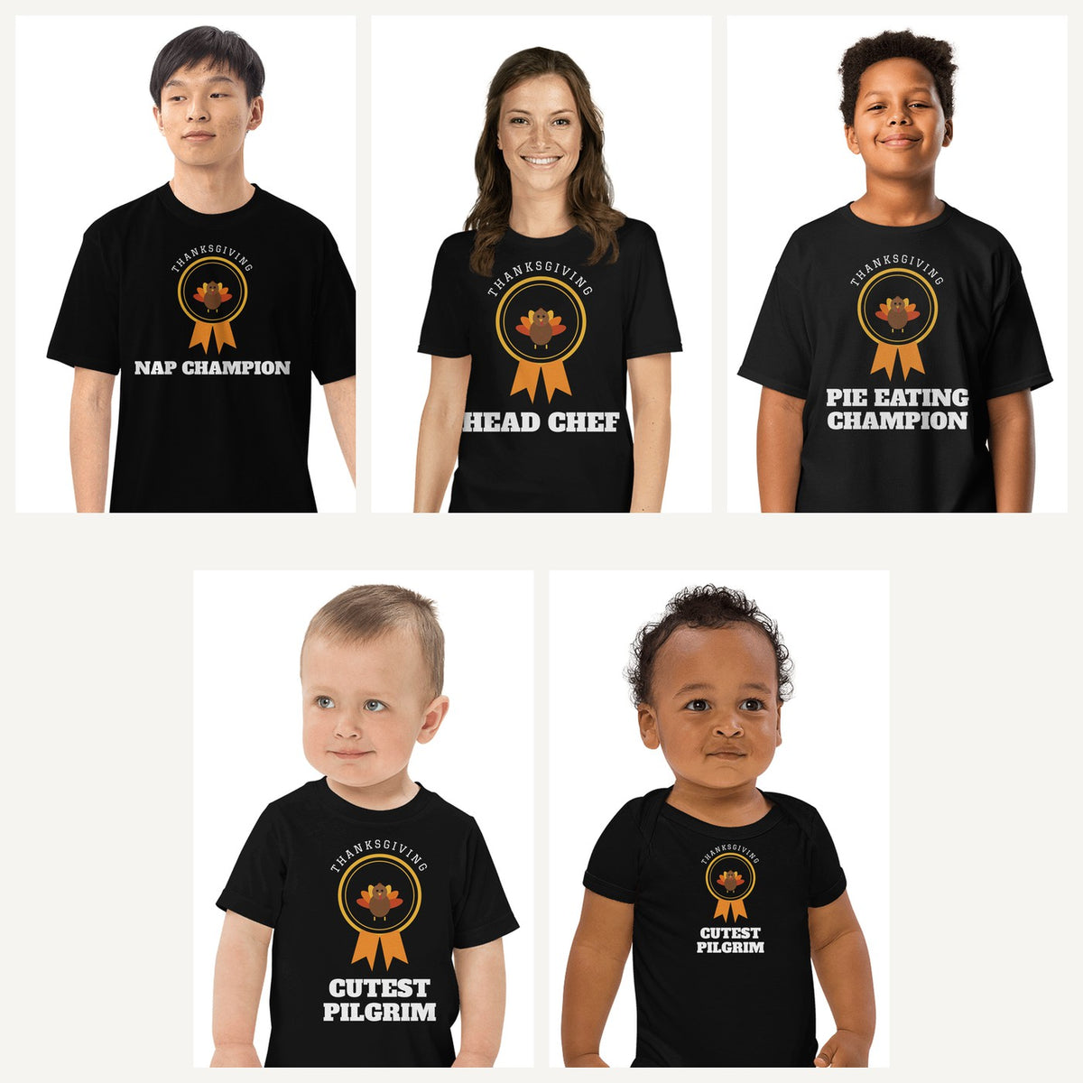 Thanksgiving Awards Family Shirts in Black, family set