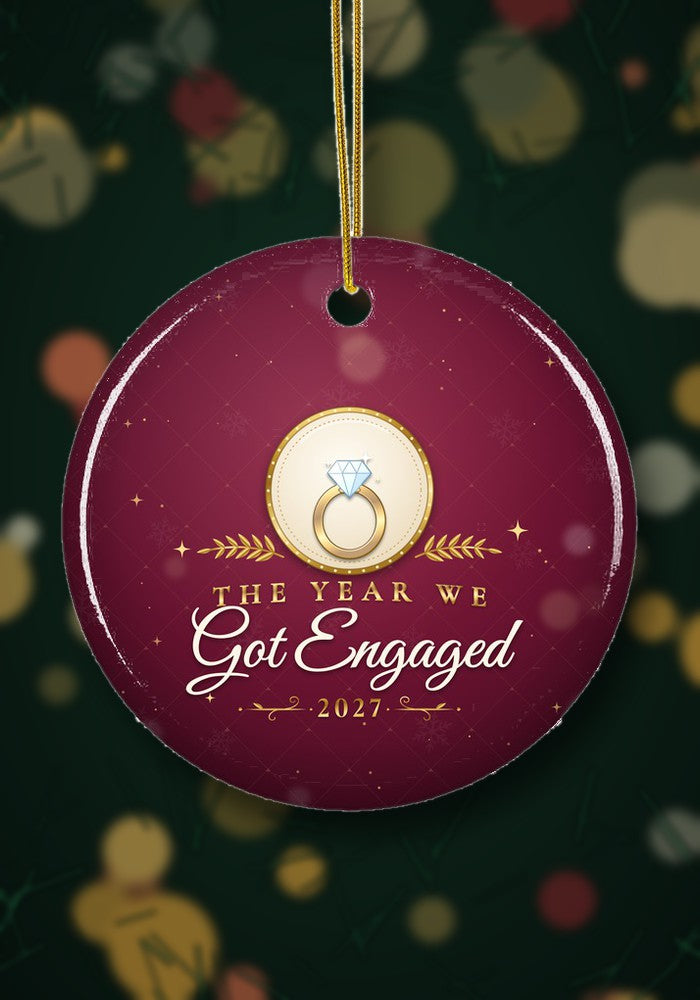 The Year We Christmas ornament hanging on a Christmas tree
