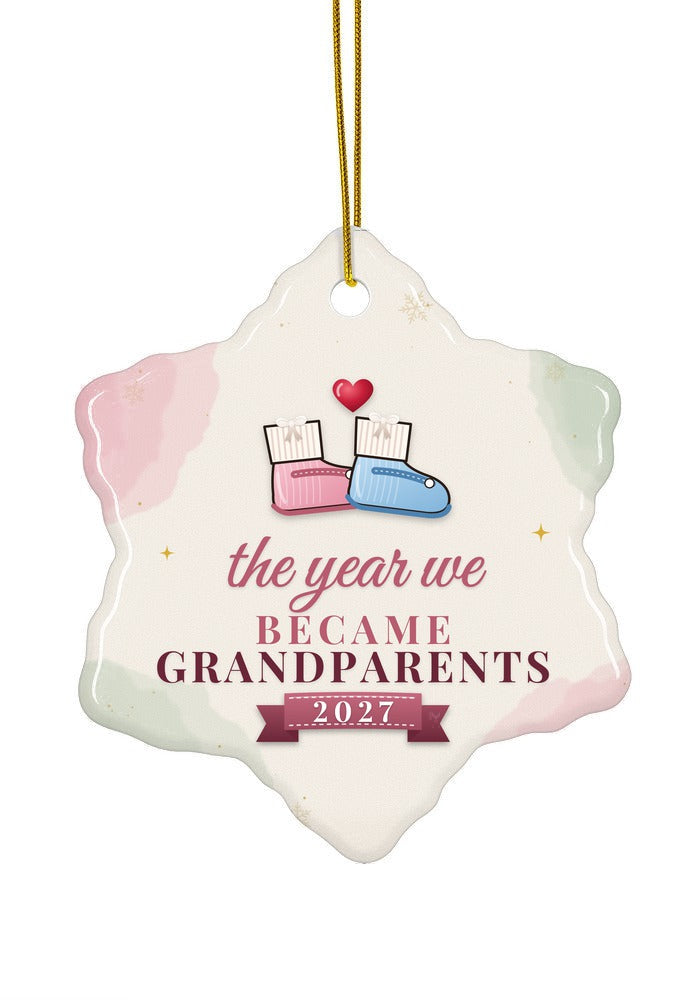 Became Grandparents ornament dated 2027, snowflake shape