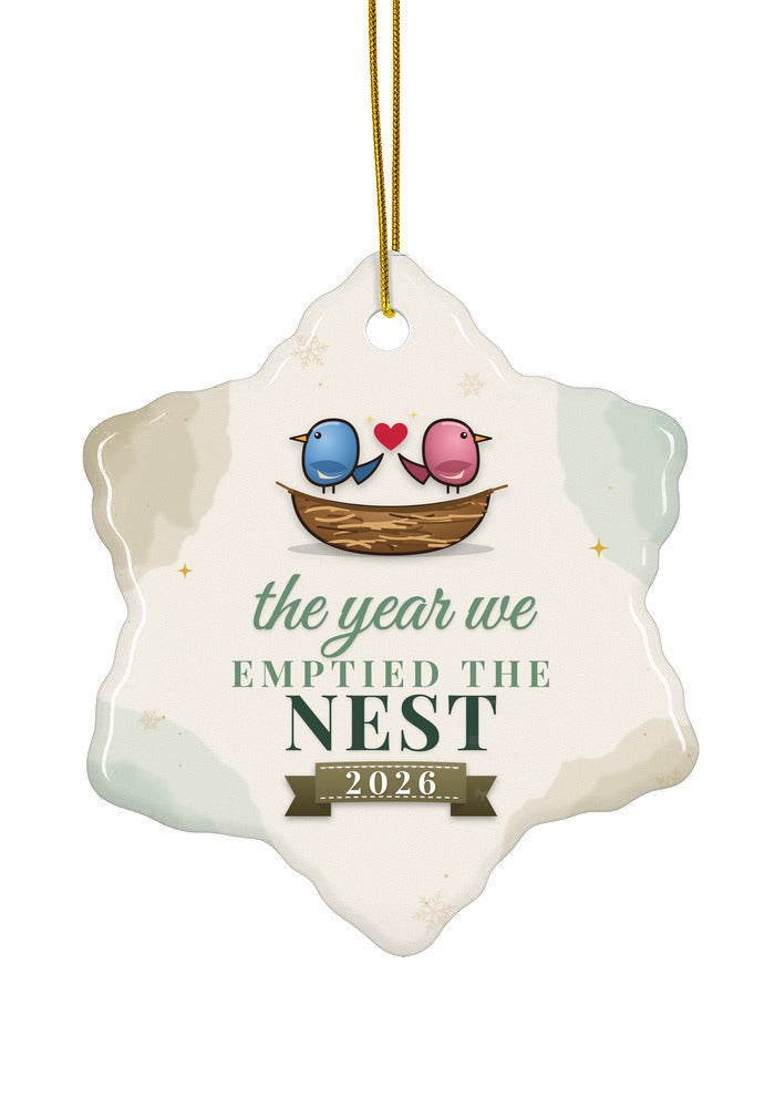 Emptied the Nest ornament, snowflake shape
