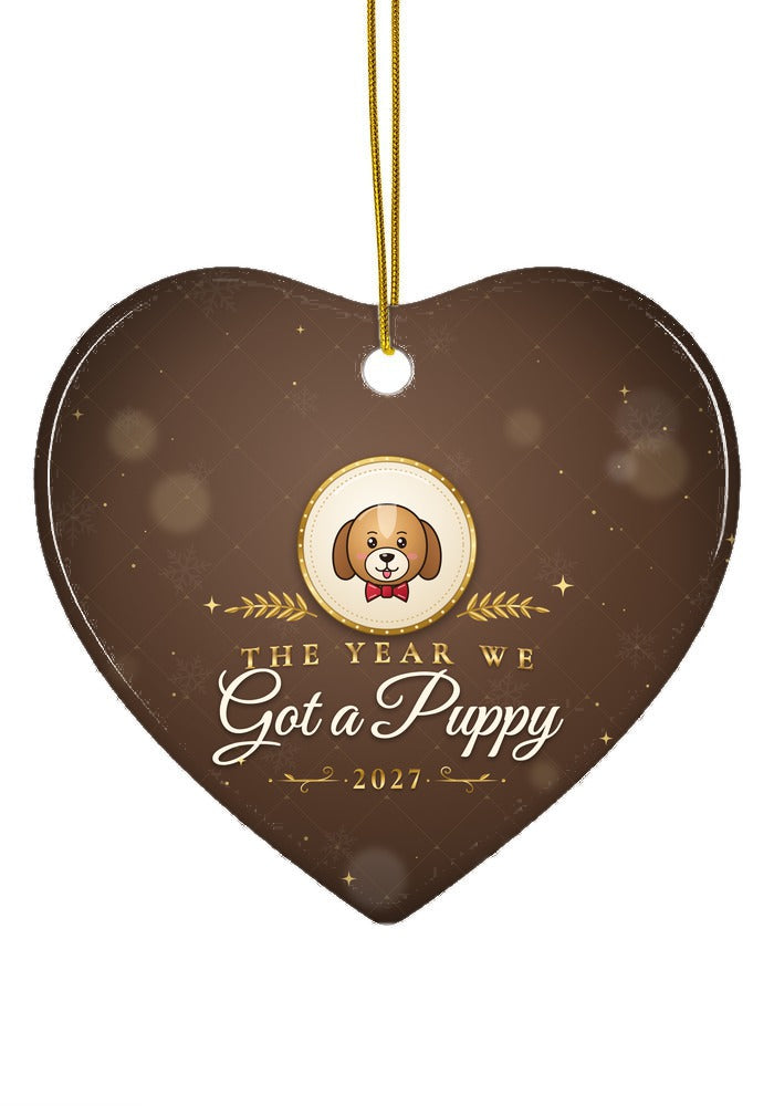 Got a Puppy ornament dated 2027, heart shape