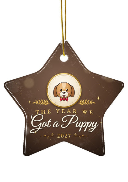 Got a Puppy ornament dated 2027, star shape