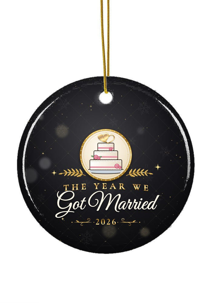 Got Married ornament, circle shape