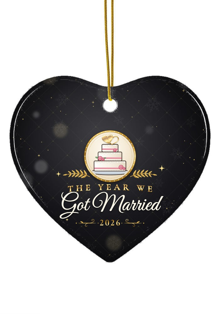 Got Married ornament, heart shape