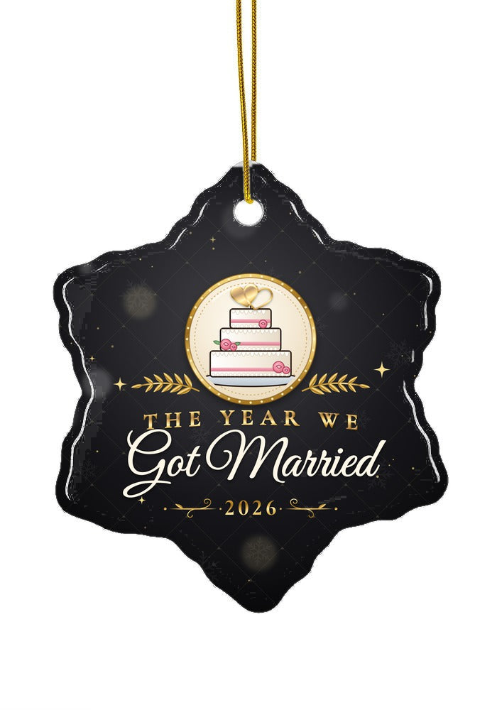 Got Married ornament, snowflake shape