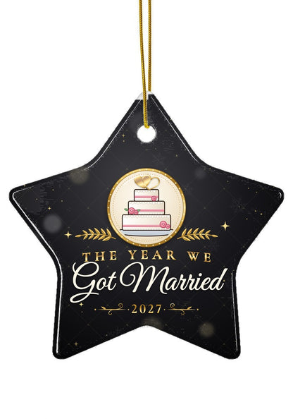 Got Married ornament dated 2027, star shape