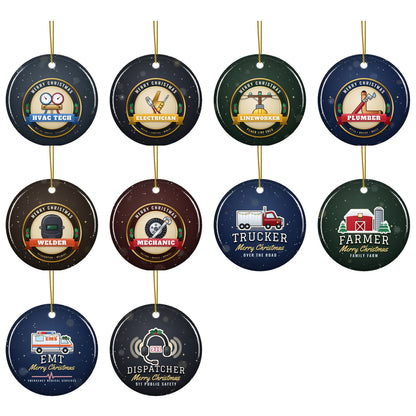 Trades and first responders Christmas ornament: all designs