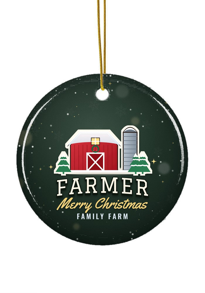 Farmer ornament, circle shape