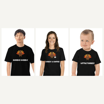 Turkey Thanksgiving Shirts in Black, family set