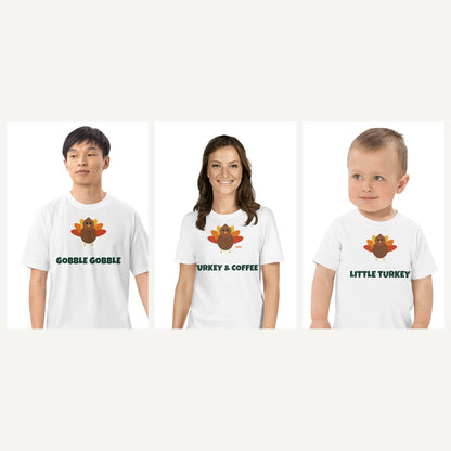 Turkey Thanksgiving Shirts in White, family set
