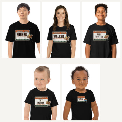 Turkey Trot 2026 Family Shirts in Black, family set
