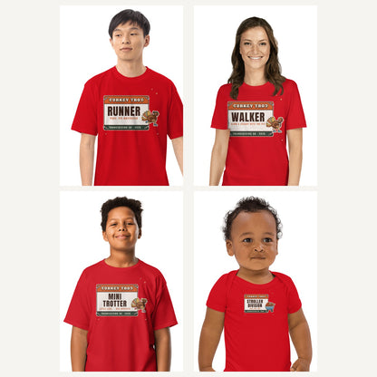 Turkey Trot 2026 Family Shirts in Red, family set