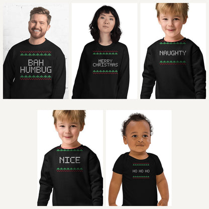 Ugly Christmas Sweater Family Sweatshirts in Black, family set