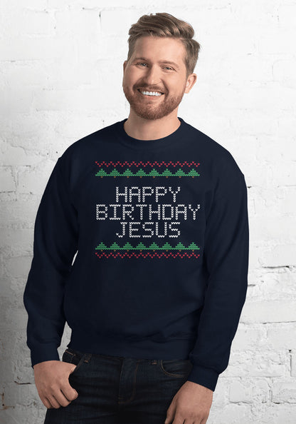 Happy Birthday Jesus sweatshirt in Navy