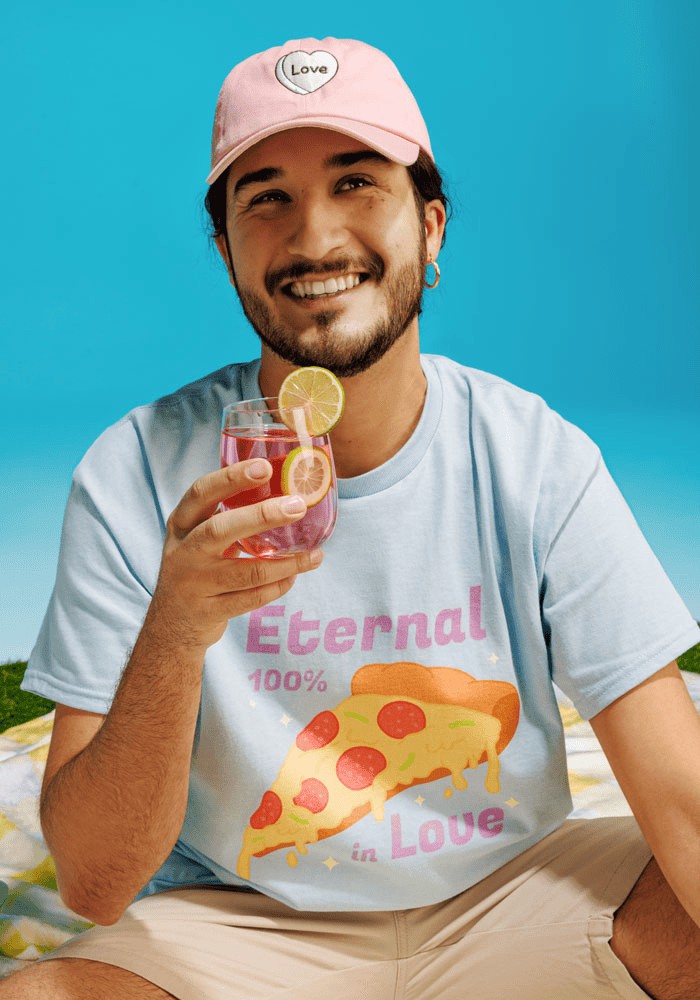 Custom Unisex Crewneck Tee in Red, model photo