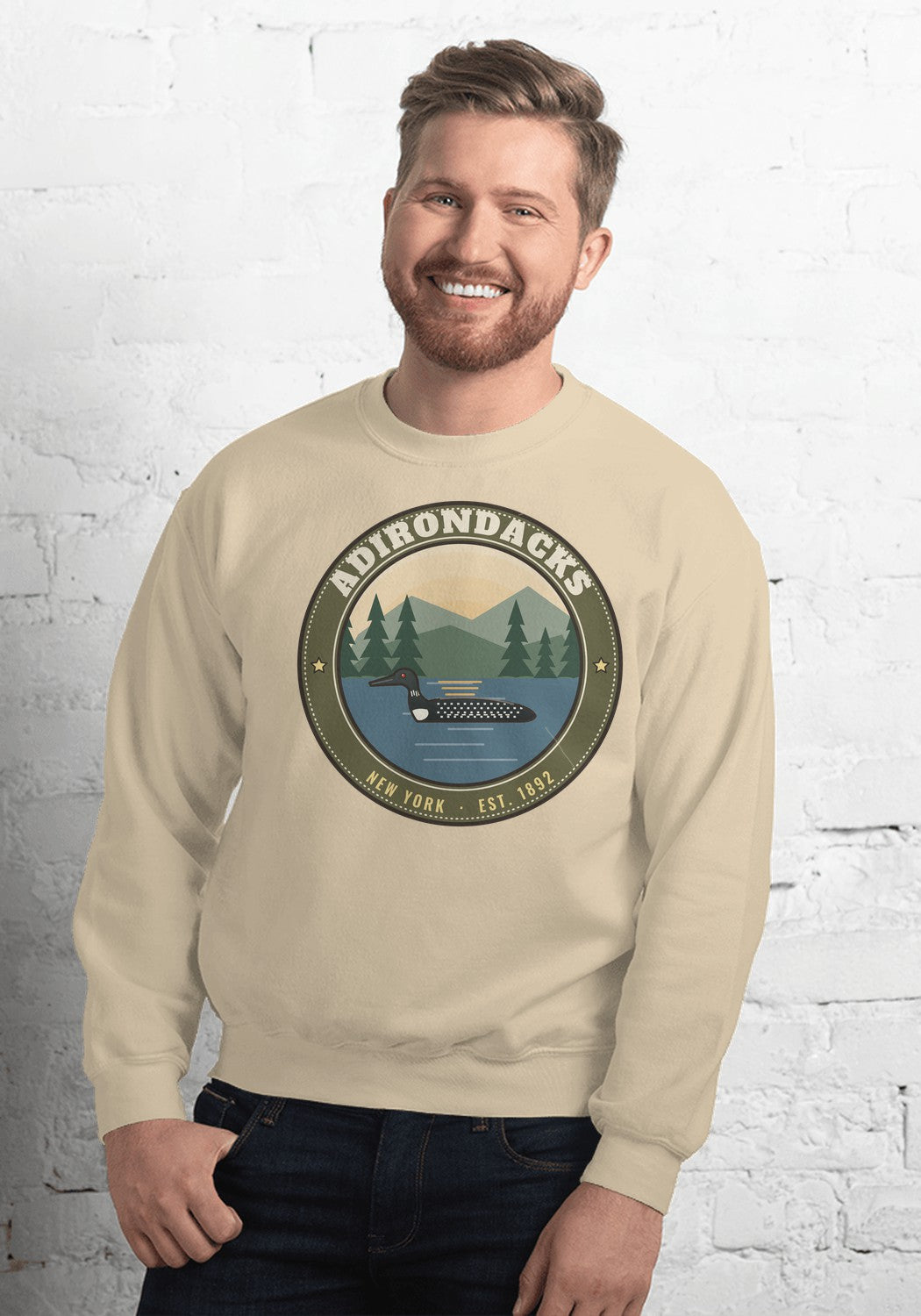 Adirondacks Common Loon sweatshirt in Sand