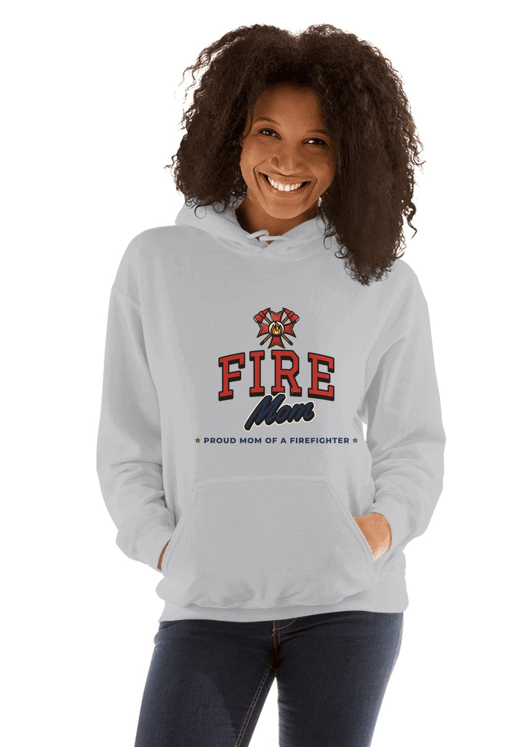 Fire Mom hoodie in Sport Grey
