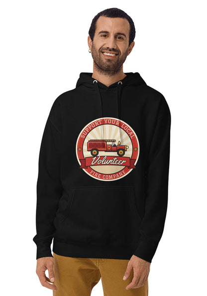 Support Your Local Volunteer Fire Company hoodie in Black