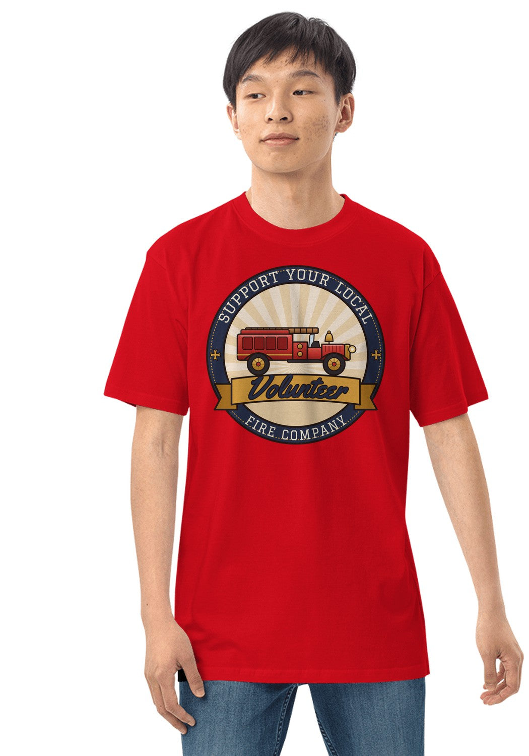 Support Your Local Volunteer Fire Company t-shirt in Red