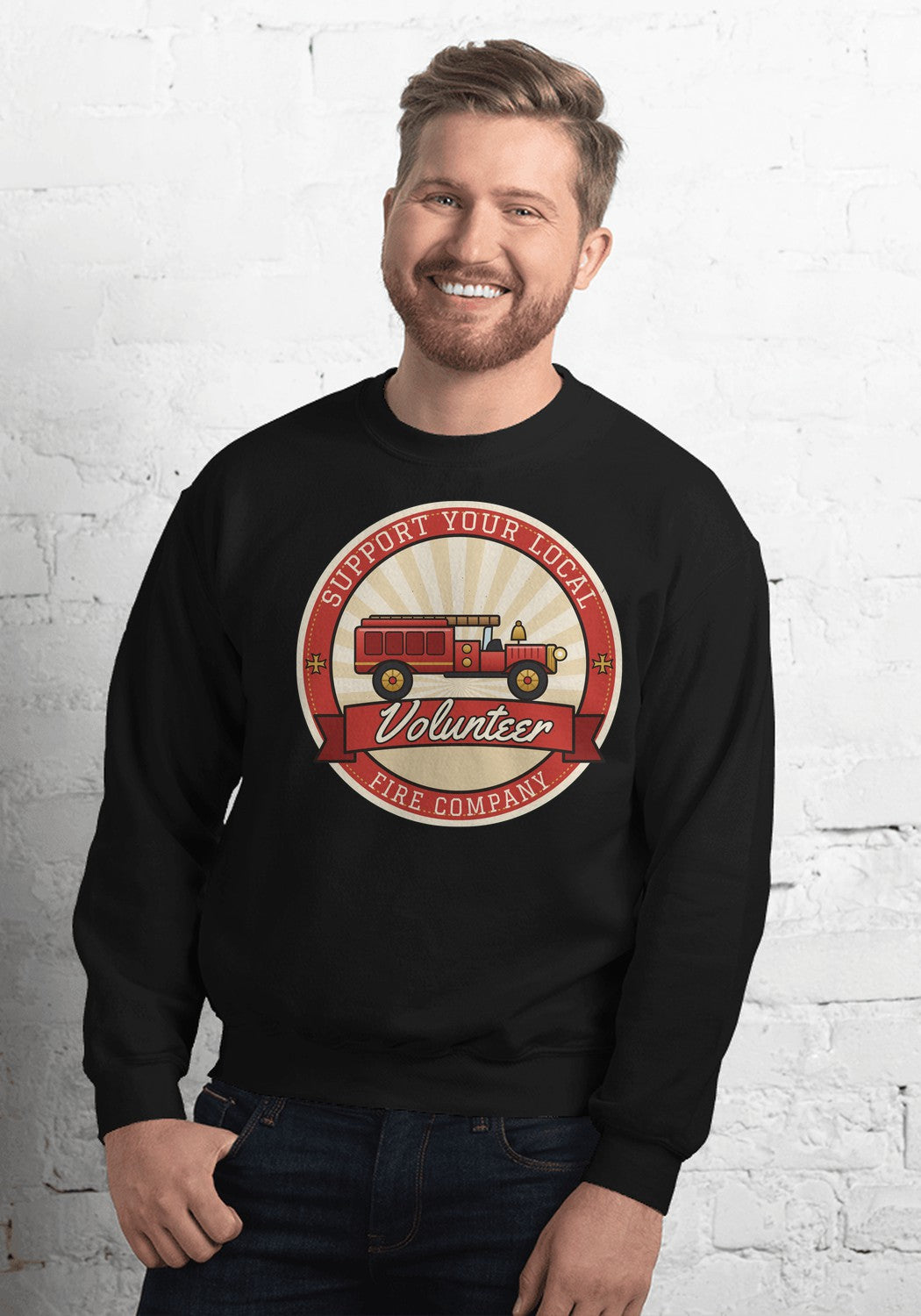 Support Your Local Volunteer Fire Company sweatshirt in Black
