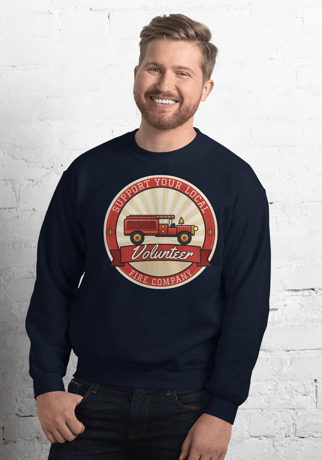 Support Your Local Volunteer Fire Company sweatshirt in Navy
