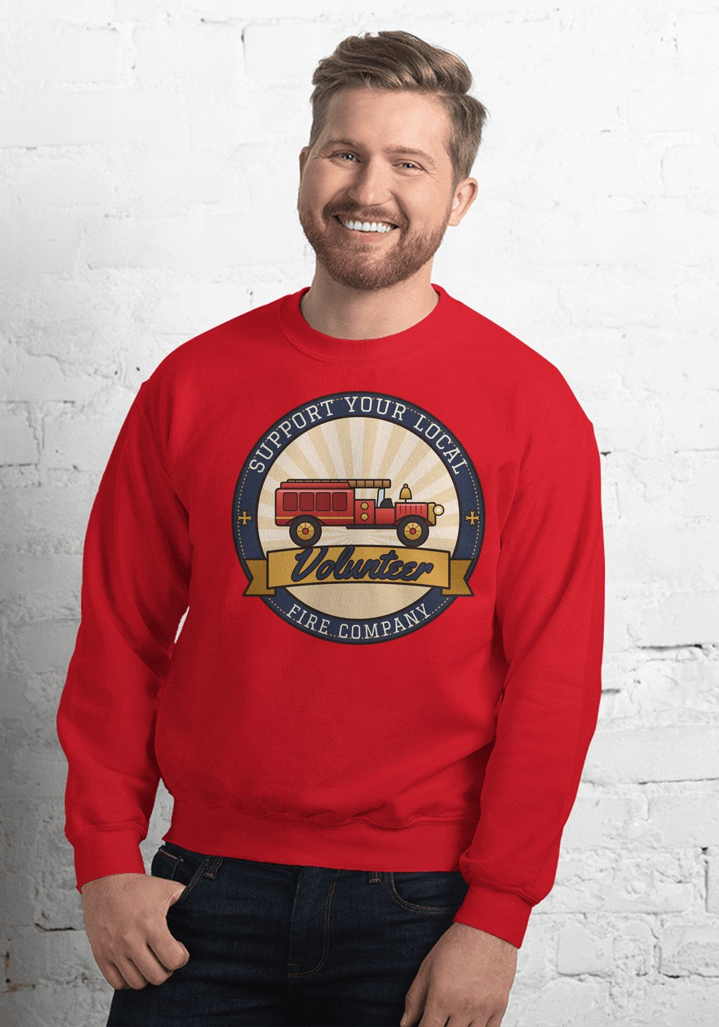 Support Your Local Volunteer Fire Company sweatshirt in Red